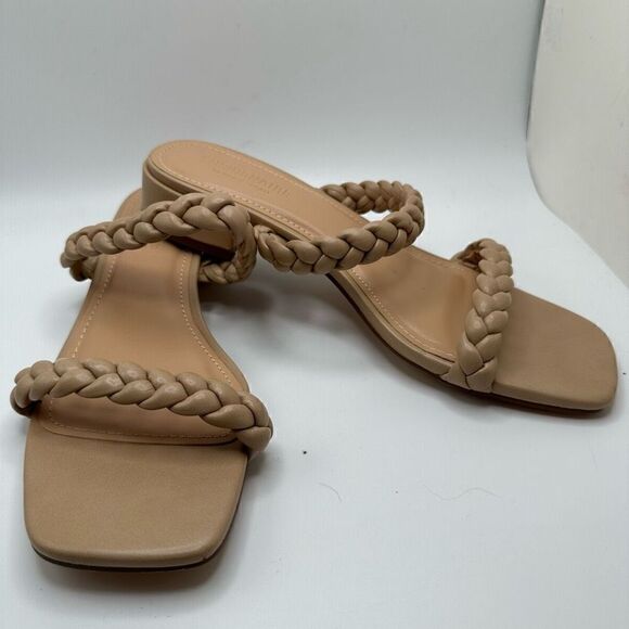 CUSHIONAIRE Women's braided low block heel sandal +Memory Foam 7.5 NUDE - Picture 6 of 7